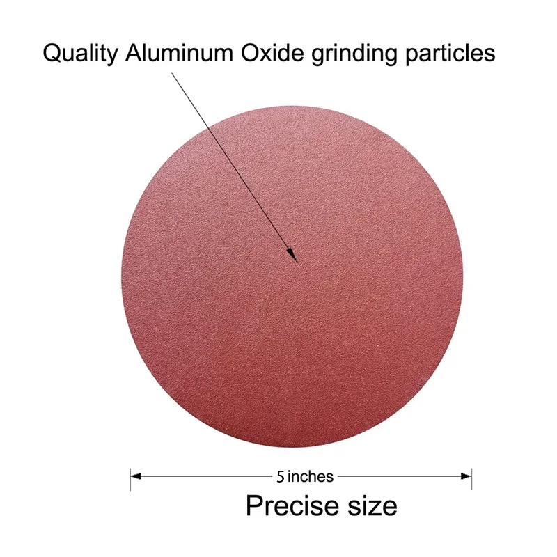 15pcs 5 Inch Round PSA Red Sandpaper Disk Aluminum Oxide Sanding Discs Grit 40-2000 Self Stick  for Polishing Woodworking Tools
