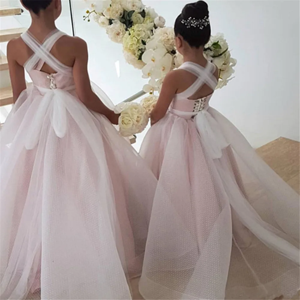 Hoa Cô Gái Ăn Mặc Appliques Cho Đám Cưới Sinh Nhật Bóng Gown Rước Lễ Lần Đầu Dresses