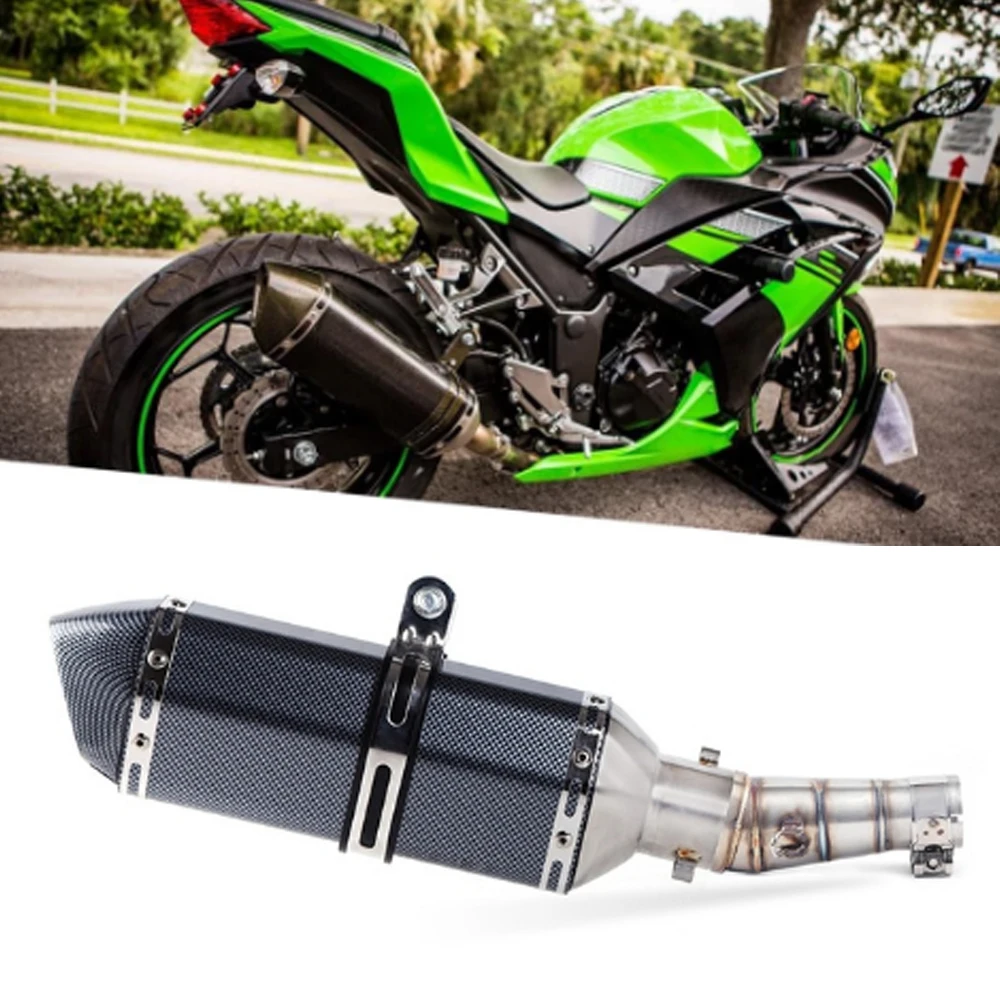 FOR Kawasaki Z250 Z300 Ninja 300 2013-2017 Ninja 250R 08-12 Exhaust System Slip On Muffler Middle Pipe Escape Slip-On Exhaust