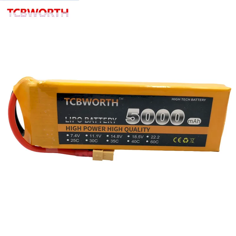 TCBWORTH RC Quadrotor LiPo Battery 2S 7.4V 5000mAh 60C For RC Airplane Drone Helicopter AKKU Car Truck RC Toys Batteries 2S LiPo