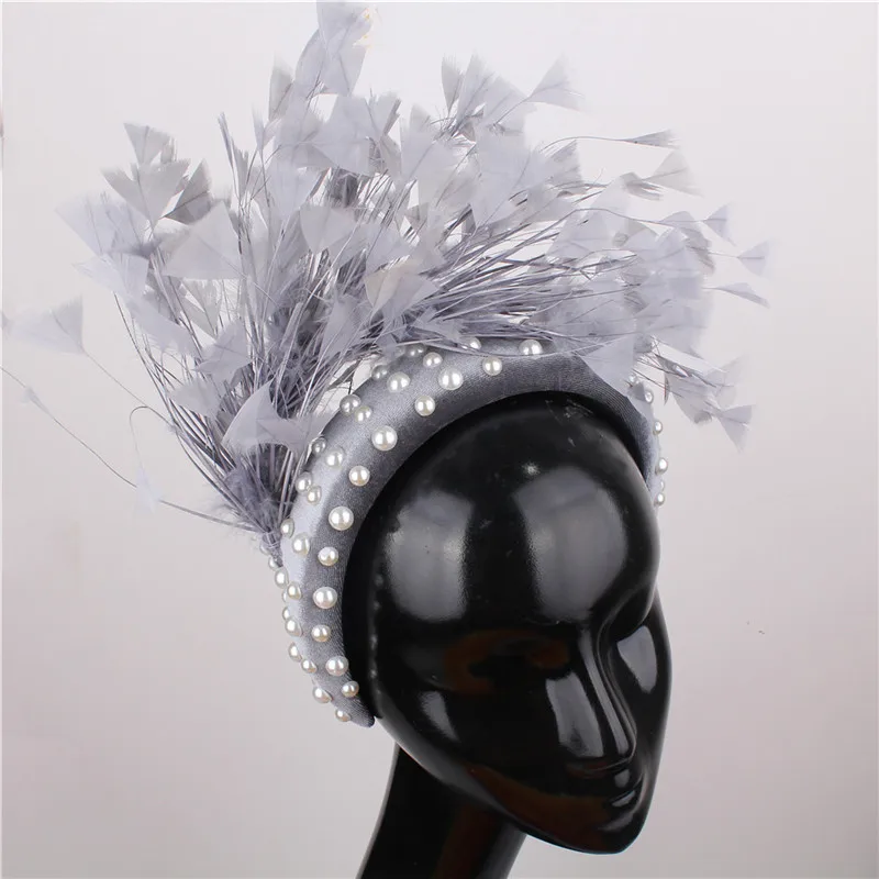 Classic Ladies Headband For Wedding Occasion Headwear Ladies Elegant Fascinators Accessories With Feathers Headwear Peals Hat