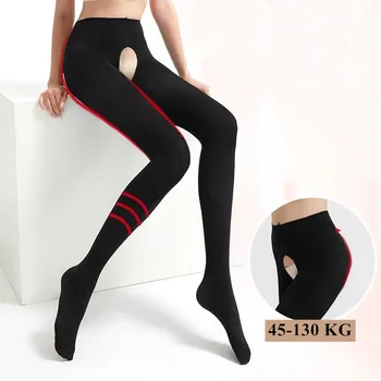 DOIAESKV ผู้หญิงเปิด Tights PLUS ขนาด 120D ฤดูใบไม้ร่วงฤดูหนาว WARM Pantyhose Crotchless เอวสูงหญิงยืด Slim Skinny Tights