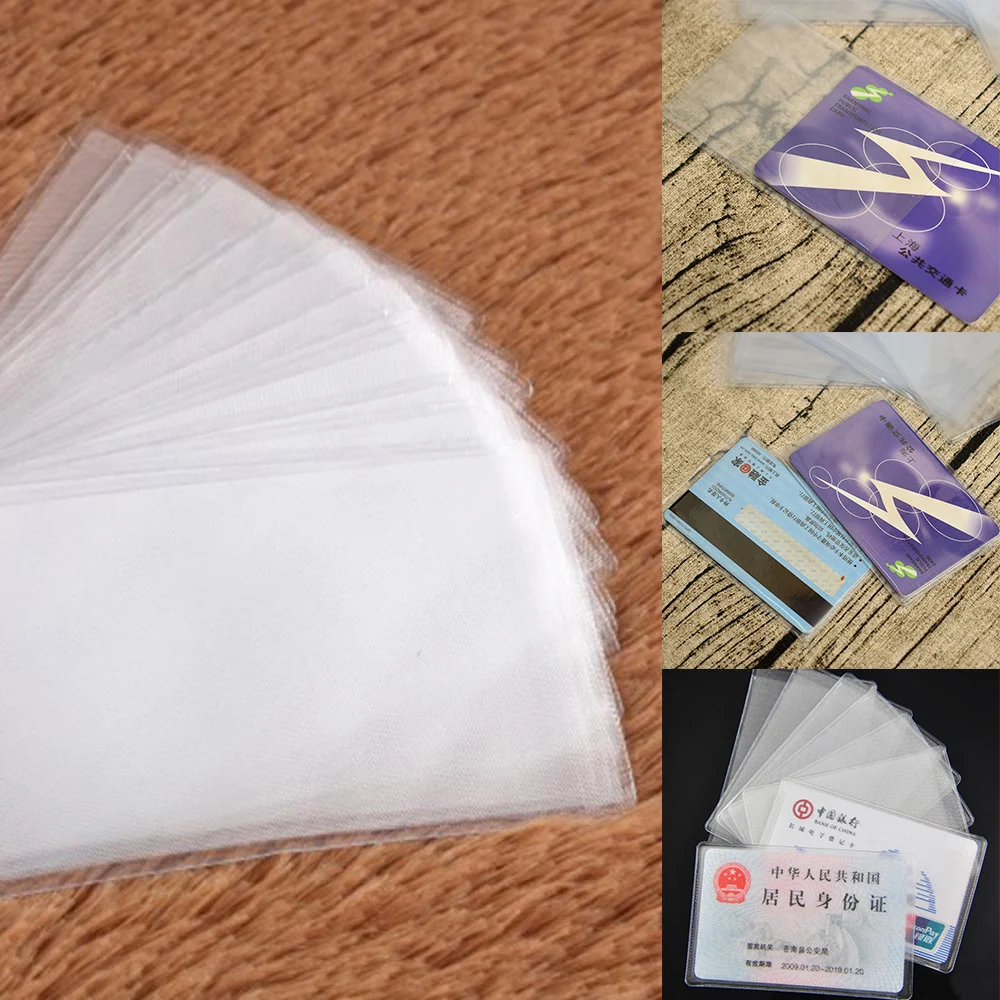 10pcs ID Card Holder PVC Transparent Credit Card Holder Portable Business Card Bag Sleeve Student Case Pouch Card Holder