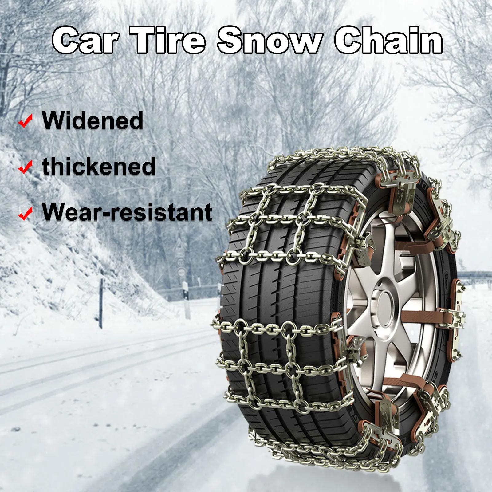 2/6PCS/ Set Car Tire Snow Chain Anti-slip Anti-wear Steel Chain For Car Truck MPV For Ice, Snow, Mud Road Ground