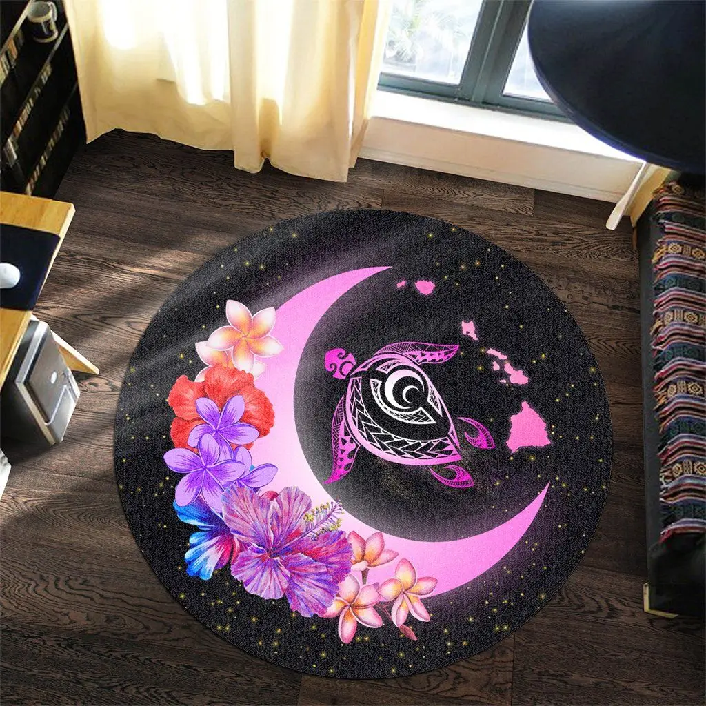 Hawaii Map Turtle Galaxy Round Carpet 3D Printed Rug Non-slip Mat Dining Room Living Room Soft Bedroom Carpet