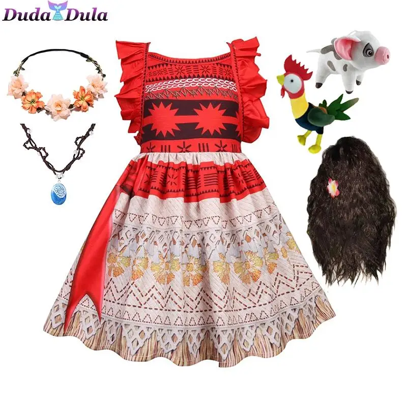 Moana Cosplay Girl Halloween Costume Children Vaiana Children's Princess Dress Kids Girls Clothes Dresses for New Year 2024