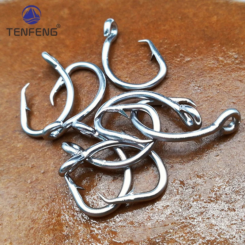 50-500 stücke Großhandel Edelstahl Stacheldraht Eyed Angelhaken Kreis Fisch Haken Thunfisch Köder Jig Einzigen Jigging Ozean Meer angeln Pesca – Detail 6