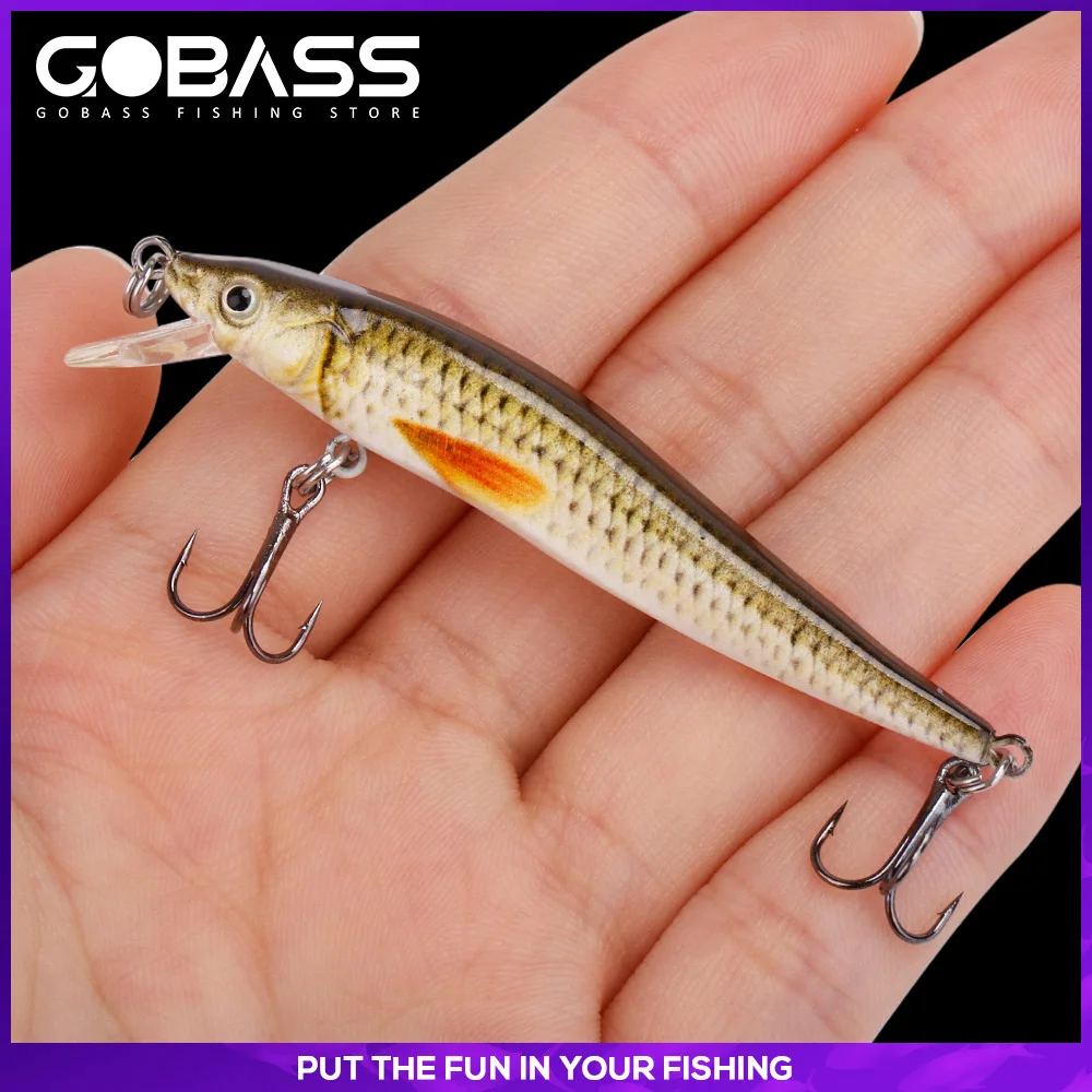 GOBASS Wobler Fishing Artificial Bait Jerkbait Wobblers For Pike Lure 65mm 2.4g Rattlins For Fishing Trout Lure Minnow Crankbait