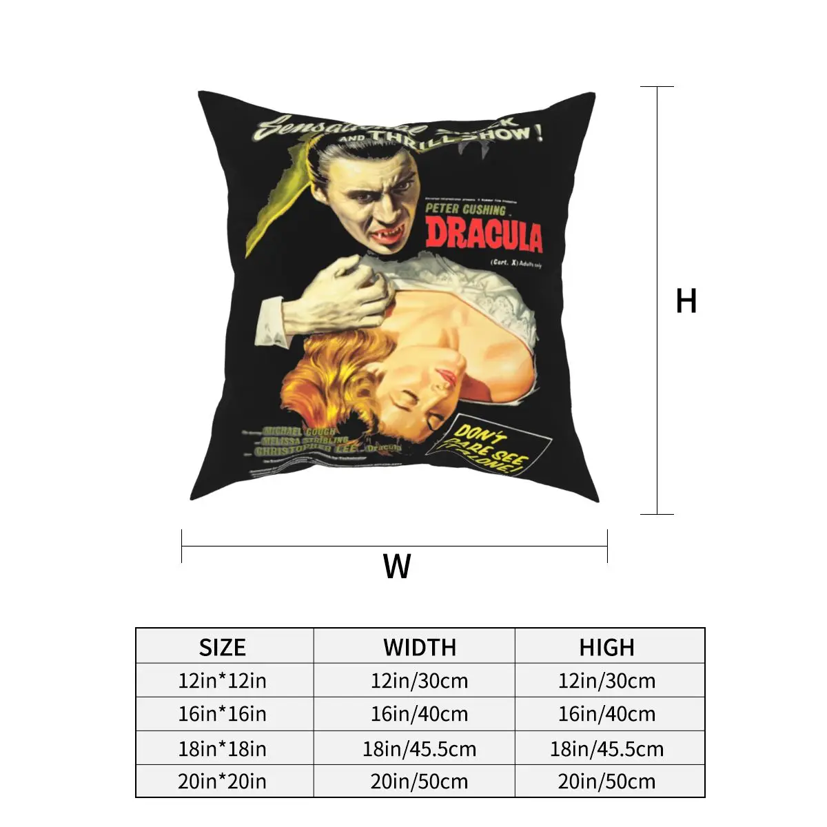 Dracula Original Hammer Poster Pillowcases Bed Car The Mummy Horror Movie Cushion Cover Decorative Throw Pillow Case 45*45cm