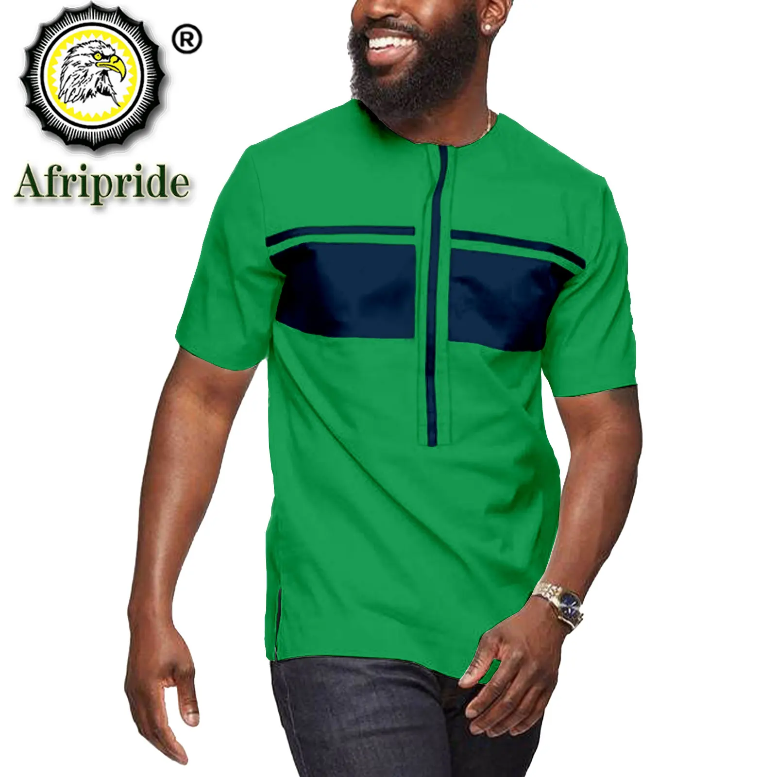 African Shirts for Men Short Sleeve Plus Size Casual Blouse Ankara Attire Slim Fit Bazin Riche Traditional Clothes S2112005