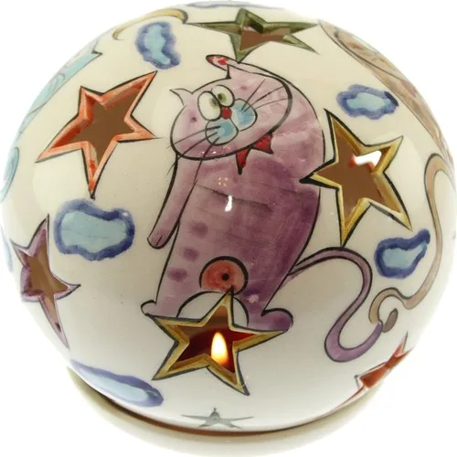 Authentic China Flying Cat Sky Theme Star Cut Globe Candle Holder