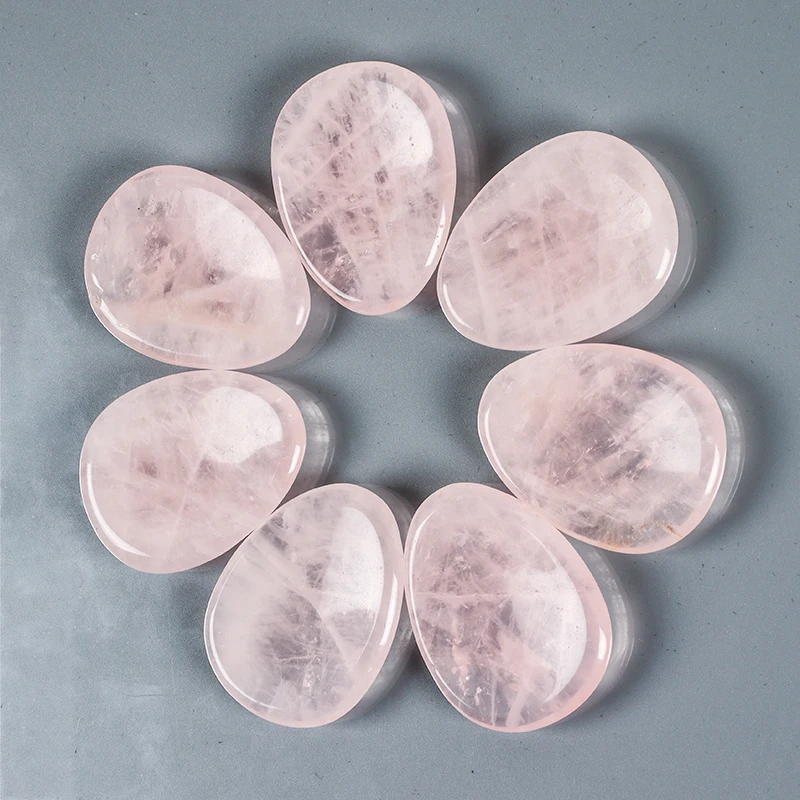 

Natural Rose Quartz Worry Palm Stone Thumb Gemstone Mineral Jade Hand Massage Mini Gua Sha Tool Skin Care Body Beauty Product