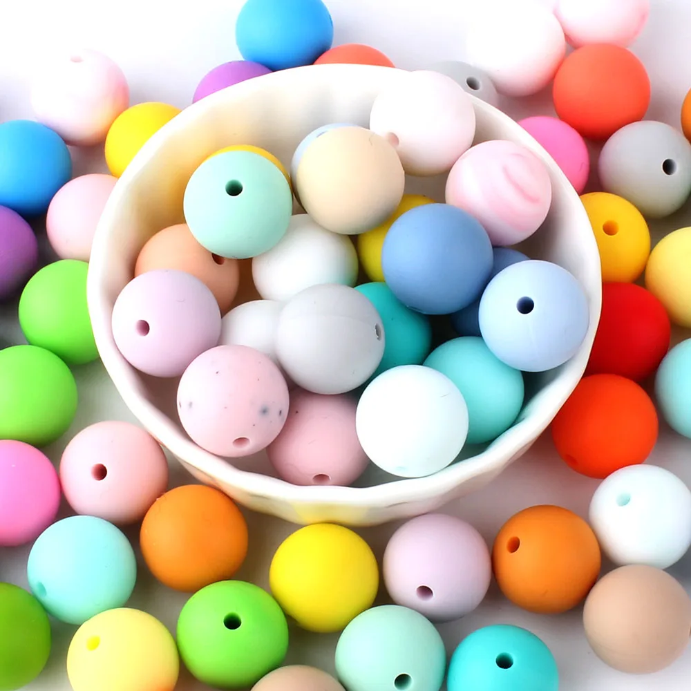 Keep&Grow 50pcs 9mm Baby Silicone Beads Pearl Silicone Food Grade Teething Beads DIY Jewelry Making Teether Toy Pacifier Chain