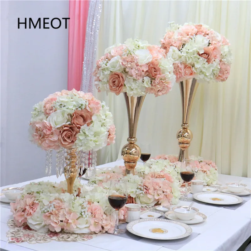 Customize 35/40/50CM Gypsophila Hydrangea Rose Artificial Flower Ball Garland Wreath Party Wedding Centerpieces Table Decoration