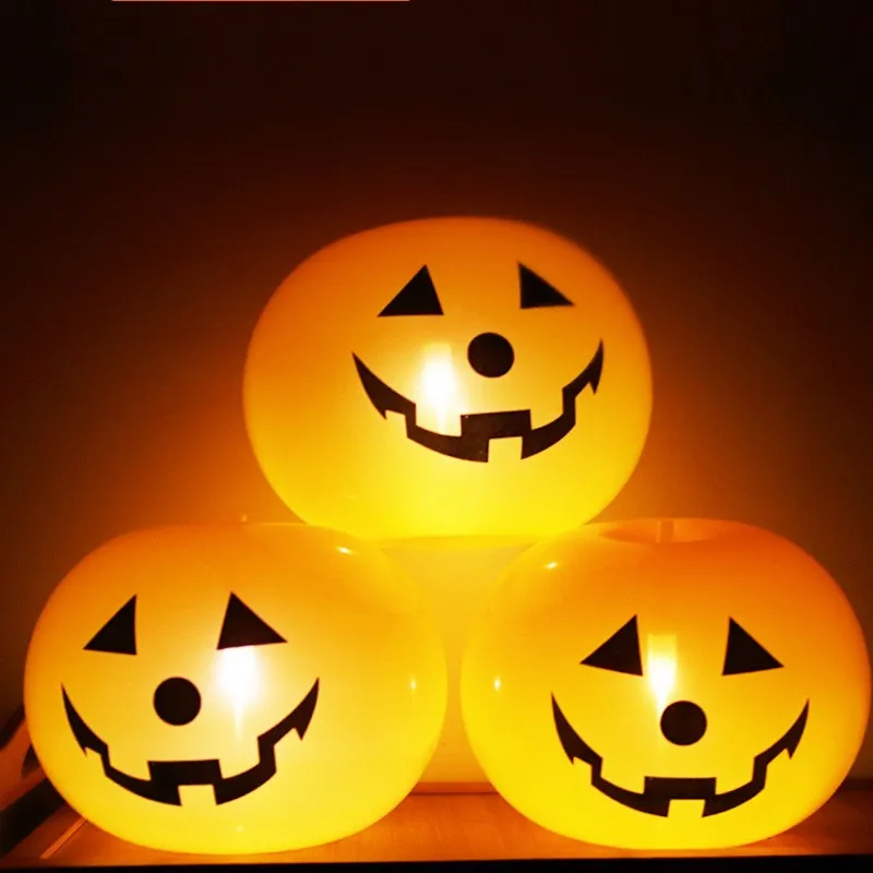 5 Set/20 Pieces Mini Cartoon Halloween Balloons Pumpkin with Lights Fast Inflatable Toy Halloween Decorations for Home Outdoor