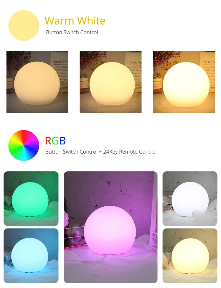 Imagem -06 - Pequeno Led Bola de Luz Controle Remoto Rgb Led Mesa Esfera Noite Lâmpada Crianças Presente Quarto do Bebê Cabeceira Luzes da Noite D12cm