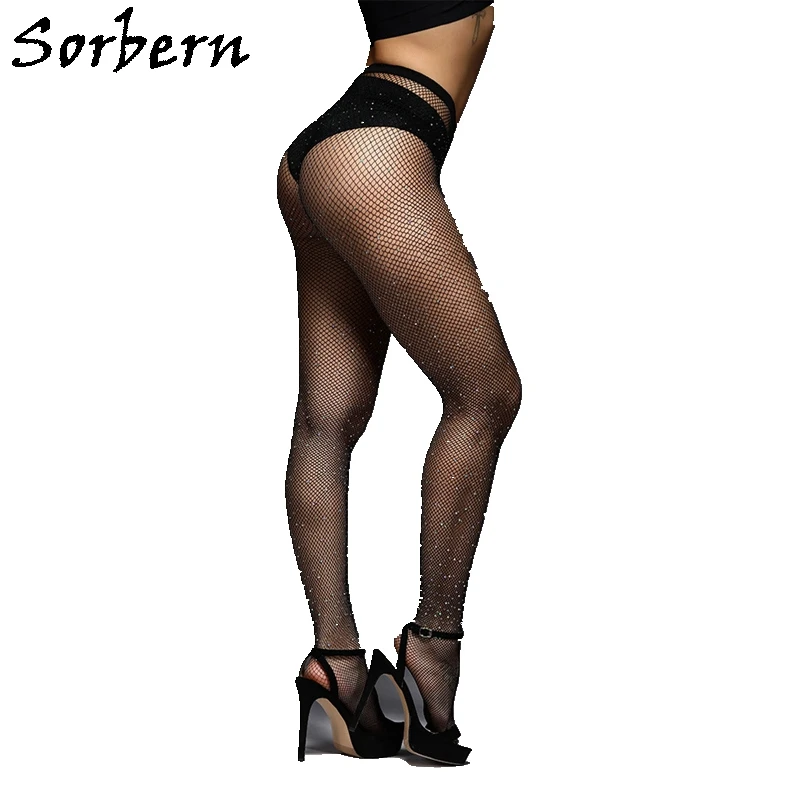 Sorbern 4 Pair Rhinestones Tight BDSM Unisex Stockings Female Fishnet Collant Femme Lenceria Diamond Sexy Tights Lace Hosiery