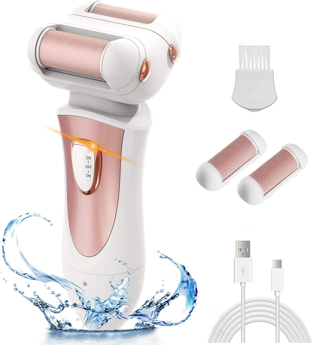 

Rechargeable Electric Foot File Pedicure Dead Skin Callus Remover Feet Grinder Calluses Exfoliating Peeling Dual Grinding Head