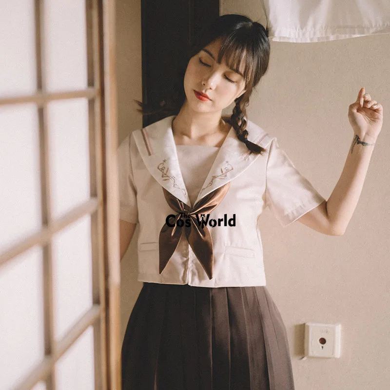 First Love Summer Navy Sailor Suit Tops Skirts JK High School Uniform Class Uniform Students Cloth