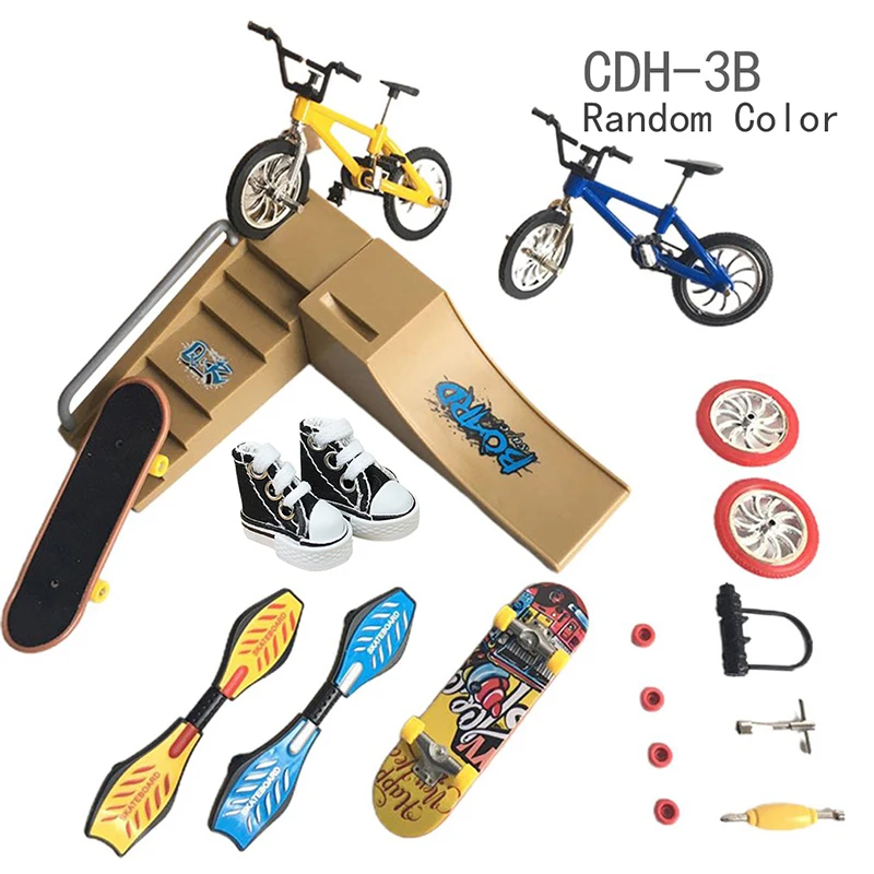 Mini Ramp Skateboarding Set para crianças, Two Wheel Finger Scooter Deck, BMX Fingertip Shoes, Skate Board, presentes de bicicleta