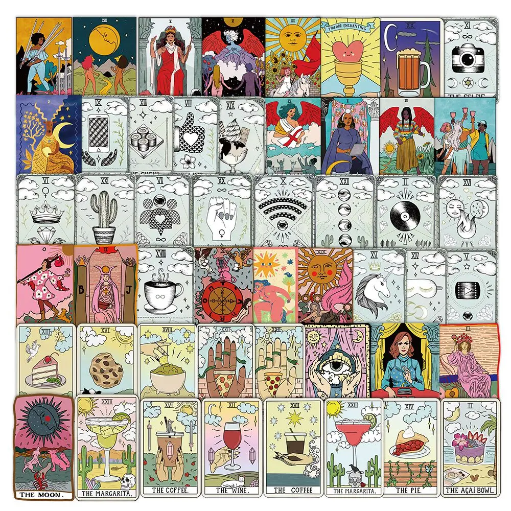 50PCS Tarot Card Graffiti Stickers Divination Stickers for Luggage Laptop Motorcycle Skateboard Pegatinas Kids Toy