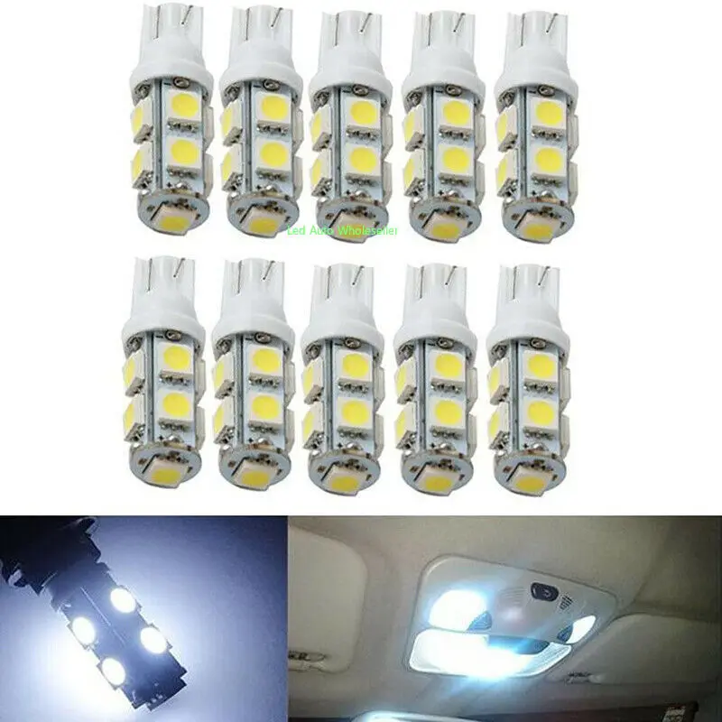 500X T10 9 SMD 5050 led Car 194 W5W reading door corner turn signal light instrument lamp Wedge Interior clearance Bulbs 7 color