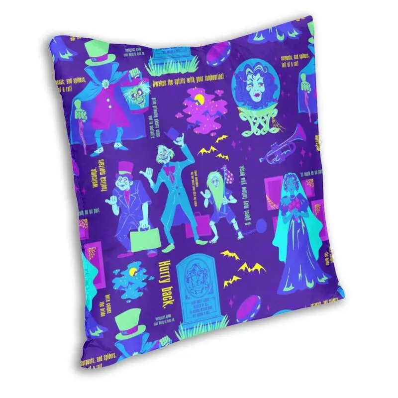 Halloween Happy Haunts Square Throw Pillow Case Home Decor Print Haunted Mansion Grim Grinning Ghost Cushion Cover for Car