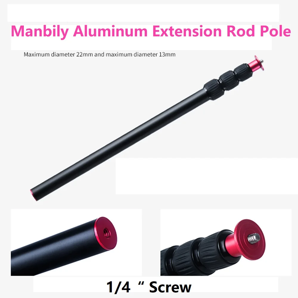 Manbily LR-224 Camera Extension Pole Monopod Rod for Cell Phone Action Camera Tripod Selfie Stick with 1/4