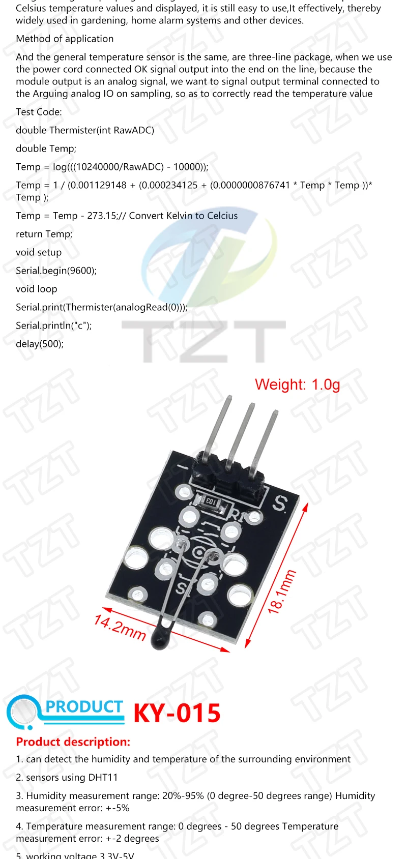 Für Arduino 45 Arten von Sensoren Digitaler Temperatur-Feuchtigkeits-RGB-LED-Boden-Buzzer-Ton-Ultraschall-Regentropfen-Sensormodul DHT11 – Detail 11