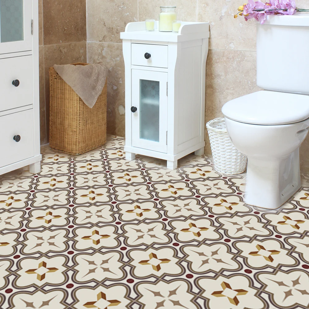 Pegatinas de suelo Beige para cocina y baño, pegatinas de azulejo impermeables a prueba de aceite, pegatinas de pared autoadhesivas para el hogar, engrosamiento de pvc