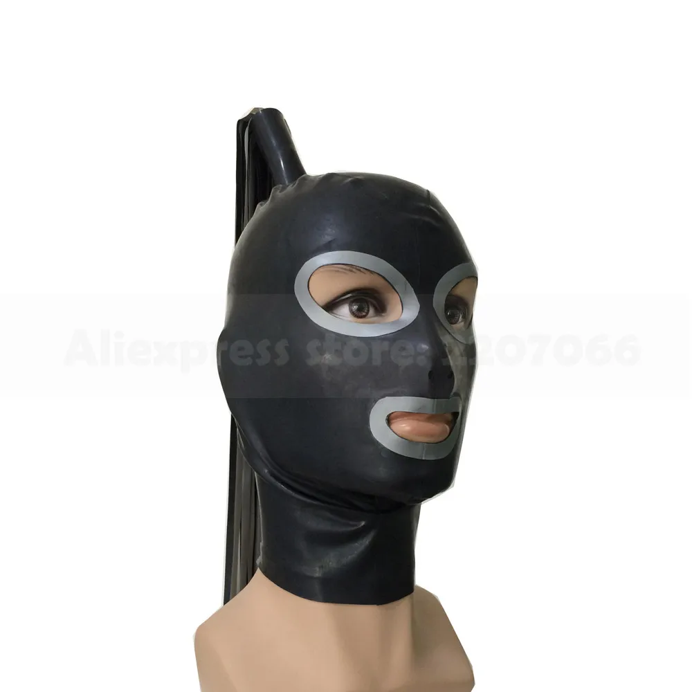 Women Men Latex Rubber Mask With Tress Wig Hair Headgear Hood Custom Made Handmade Clothing RLM007