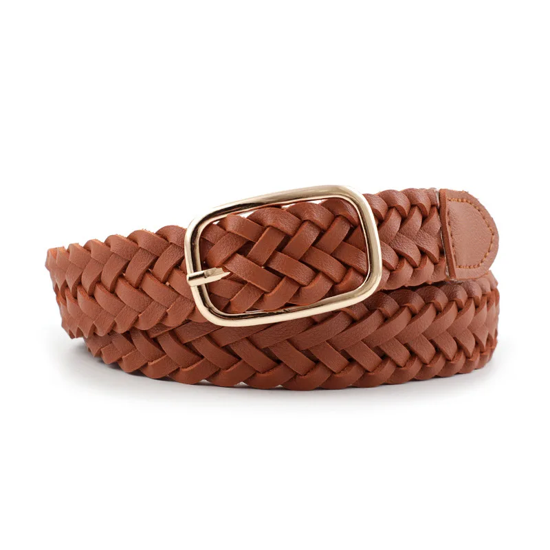 Women Casual Belt Waistband Fashion Square Buckle Belt Outdoor Woven Brained Belts Jeans Blet Cloth Accessories