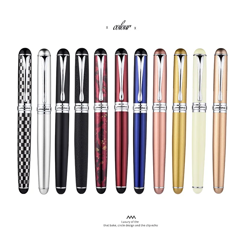 Jinhao-Stylo plume en métal à clip argenté de style classique, stylos à encre en acier, fournitures de bureau, fournitures scolaires, cadeau, X750,