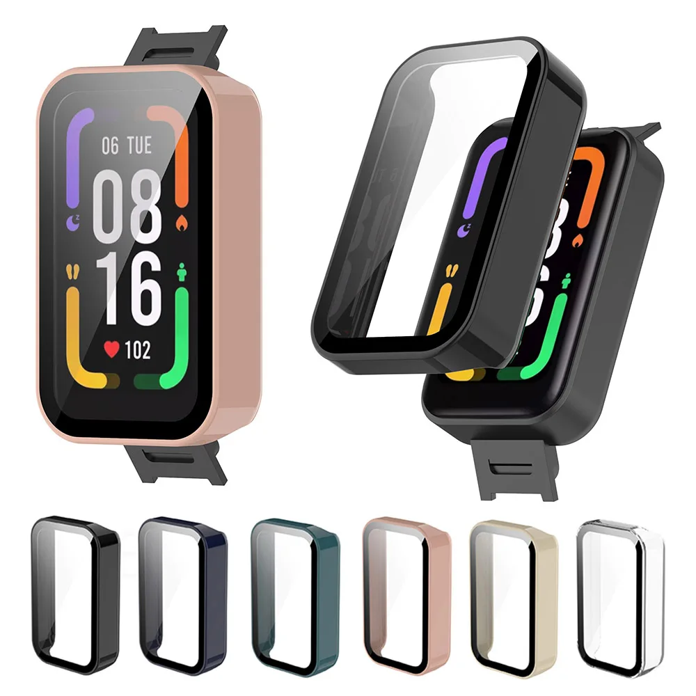 PC+Tempered Glass Protective Case For Redmi Smart Band Pro Full Screen Protector Shell Bumper Cover
