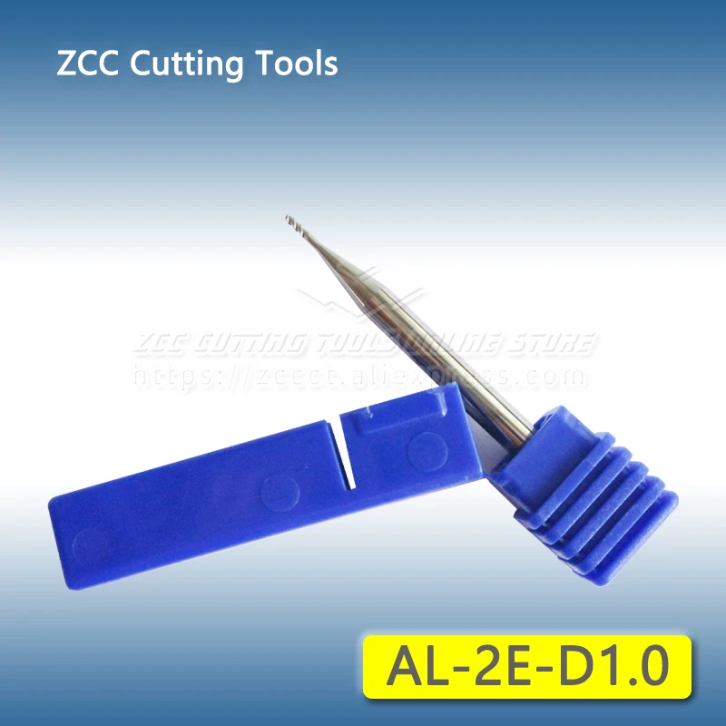 1pc AL-2E-D1.0 ZCC 1mm Solid Carbide End Mill 2 Futes Milling Cutter for Aluminum