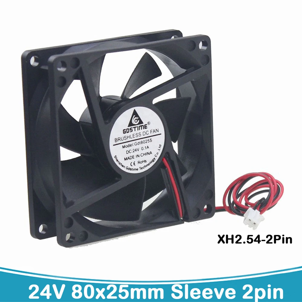 

1pcs Gdstime 8cm 80mm x 80mm x 25mm 8025 DC 24Volt 2Pin Computer Brushless Cooling Cooler Fan