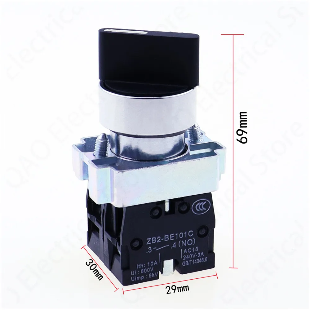 1pcs 22mm XB2-BD21 BD23 BD25 BD33  1NO/2NO/1NO1NC 2/3 position Self locking / self resetting selector Knob switch