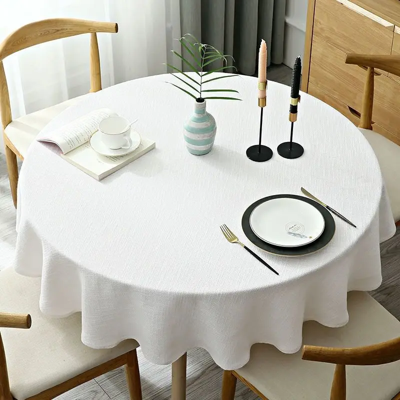 Plain Cotton and Linen Round Tablecloth Solid Color Table Cover For Table Cloth Dining Tea Home Obrus Tafelkleed mantel de mesa