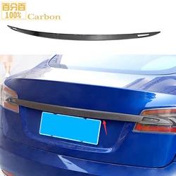 Glossy Black Waterproof Real Carbon Fiber Tail Rear Trunk Lid Cover Trim Rear Trunk Boot Tailgate Door Tail For Tesla Model S