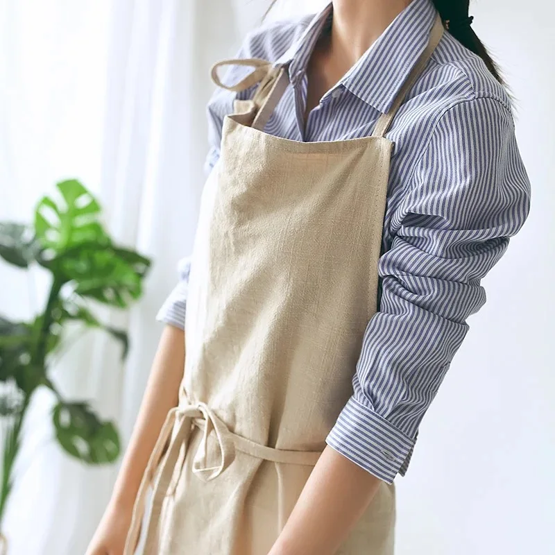 Flower Shop Gardening Apron Cotton Linen Kitchen Aprons Coffee Shop Smock Kitchen Apron Women Baking Overalls Temperament Apron