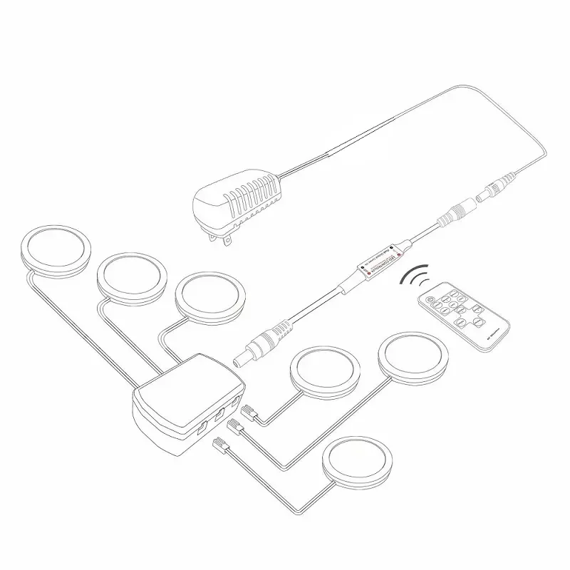 Pilot zdalnego sterowania Led oświetlenie podszafkowe reflektor 12V 3W możliwość przyciemniania zestaw lamp Puck domowa prezentacja kuchenna szafa