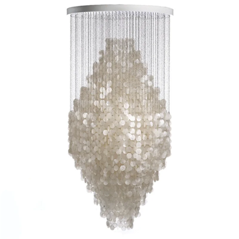 

Modern White Capiz Shell Chandeliers Lighting Lustre Pendant Lamps Restaurant Hanging Lamp Light kithcen Fixture luminaire avize