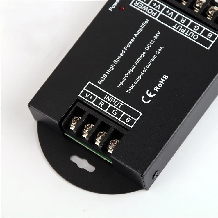 Imagem -04 - Rgb Levou Amplificador Poder de Alta Velocidade do Poder Canais Pwm 12 v 24v 24a Rgb Controlador