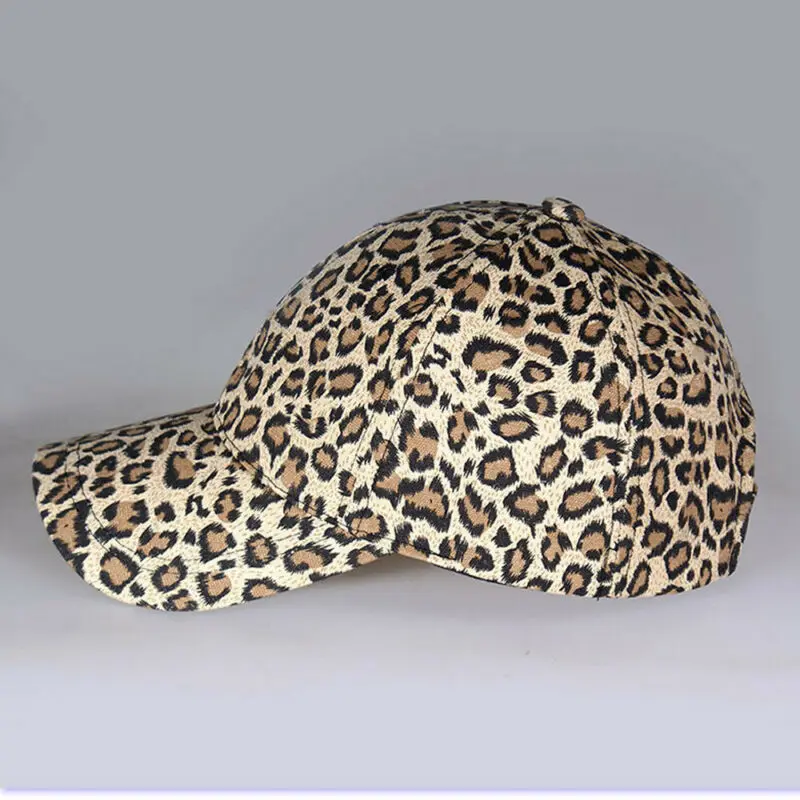 Men Women\'s Leopard Baseball Caps Sports Dance Party Hats Snapback Sun Hats Hip-Hop Adjustable Caps Gold Gray