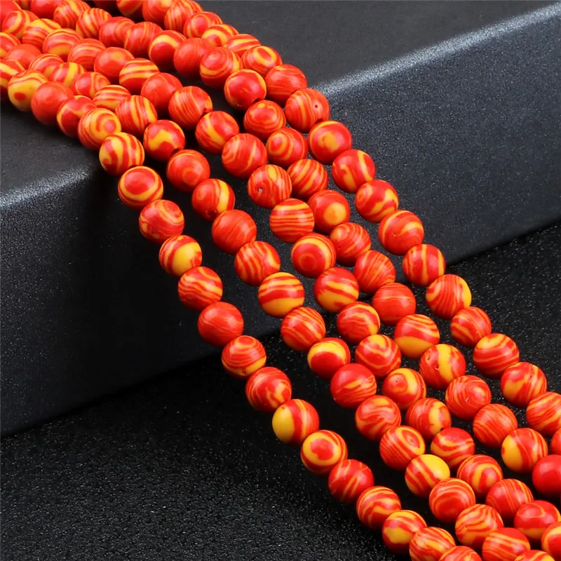 DIY Wholesale 8/6/4mm Orange Malachite Loose Beads Natural Stones For Bracelet Necklace Jewelry Making Handicraft Accessories