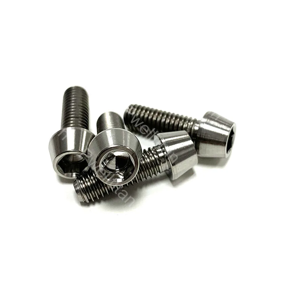 4 PCS M6 X 18mm Titanium Alloy Bolts Taper Hex Conical Head Screw for MTB Sport Mountain Bike Bicycle Handbar Parts