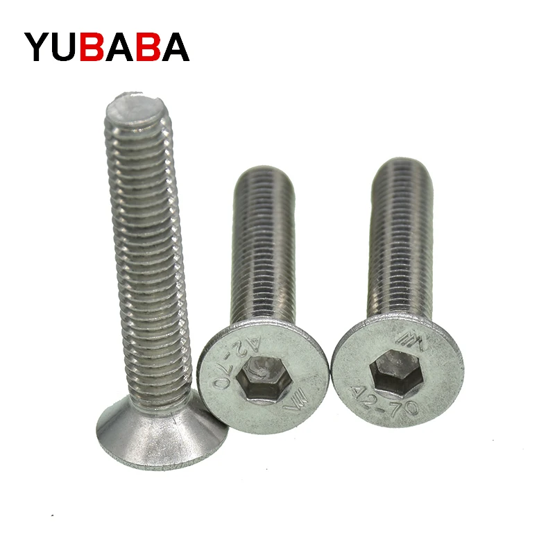50Pcs DIN7991  JISB1194 Stainless Steel 304 Hexagonal Countersunk Screw Flat Head Hex Socket Machine Screw Bolt M2 M2.5 M3 M4