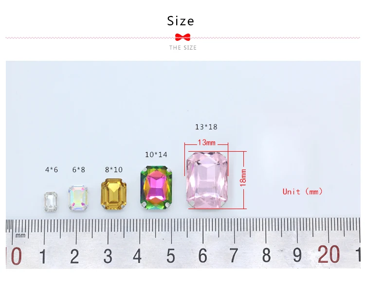 All-size 24-colors Flatback rectangle sew on strass glass Gemstone sewing crystal rhinestone gold claw button for wedding dress