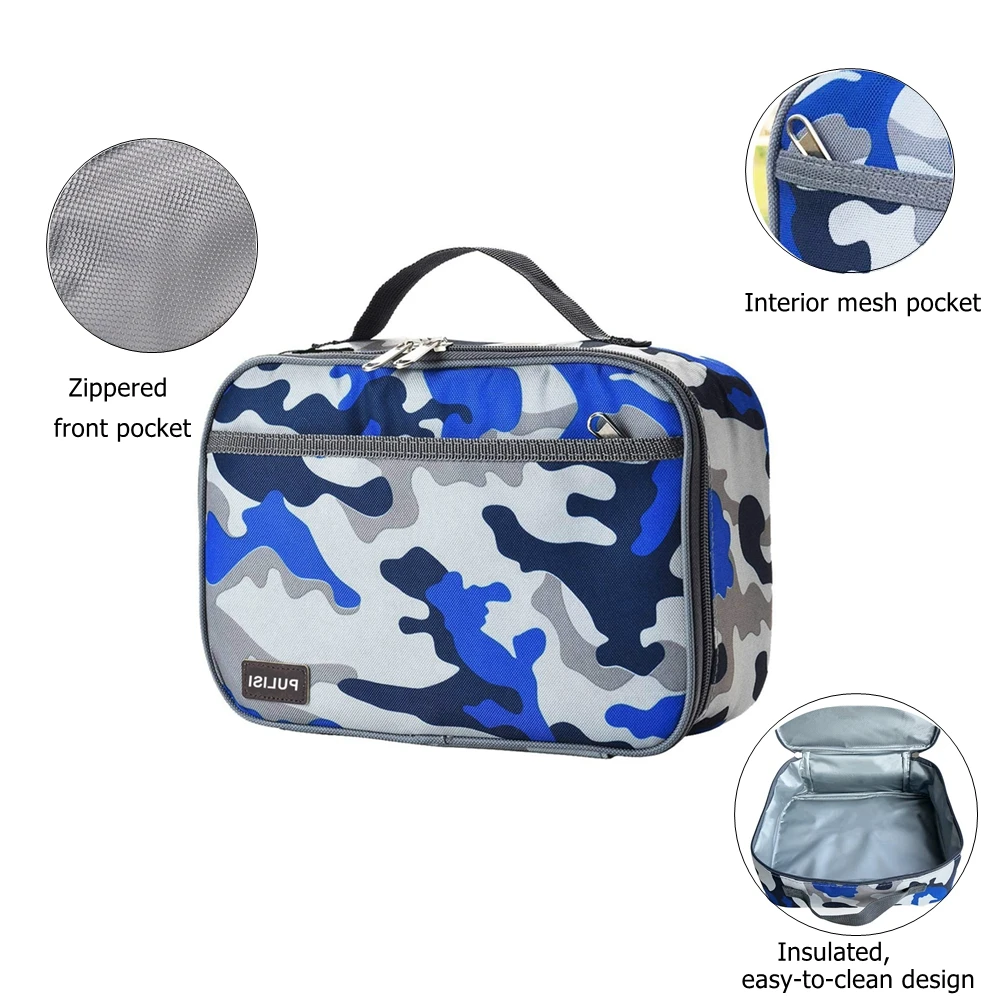 Kids Lunch box Insulated Soft Bag Mini Cooler Thermal Meal Tote Kit with Handle and Pocket for Girls Boys Zipper Lunch Bag