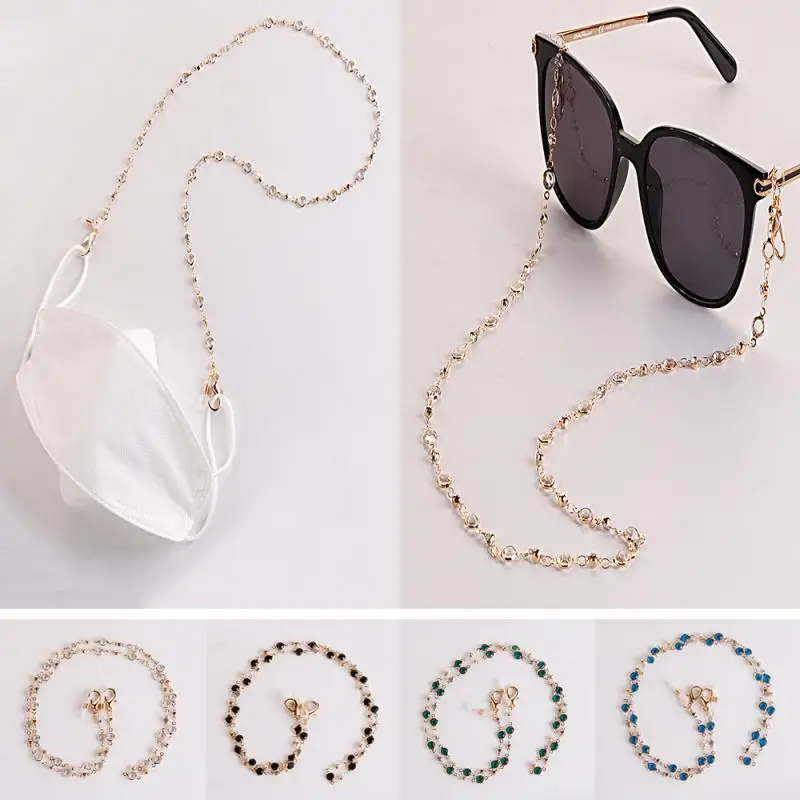 Fashion Eyeglasses Chain Bohemian Crystal Glasses Chain Women Men Heart Pearl Beaded Sunglasses Lanyards Rope Chain Mask Chains